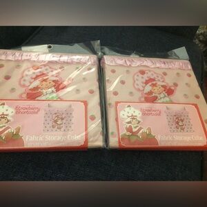 🍓 Strawberry Shortcake Pink Fabric Storage Cube (Set of 2).  10 x 10 🍓